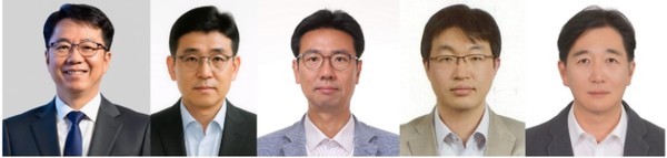 좌측 부터 부사장 김석주·사광호, 상무 류상림·손인성·이영우(사진=에스원 제공)